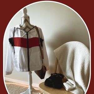 White and red sports jacket